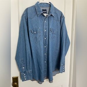 Vintage Wrangler Denim Long Sleeve Shirt Pearl Snaps